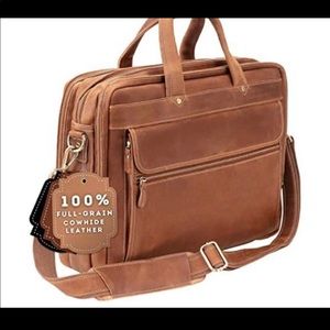 Luxorro Full Grain Leather Briefcase For Men, Handcrafted Leather
